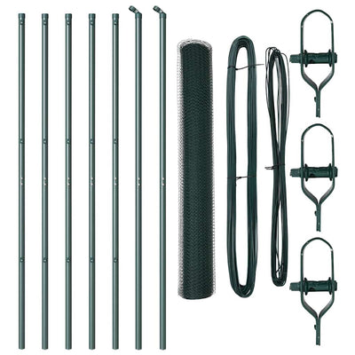 Vidaxl afrasteringspaal groen 10 x 1 m (25 mm gaas) staal en pvc