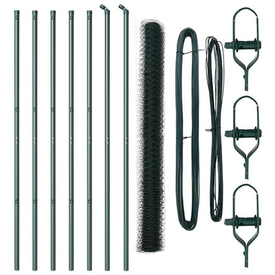 Vidaxl afrasteringspaal groen 10 x 1,6 m (50 mm gaas) staal en pvc