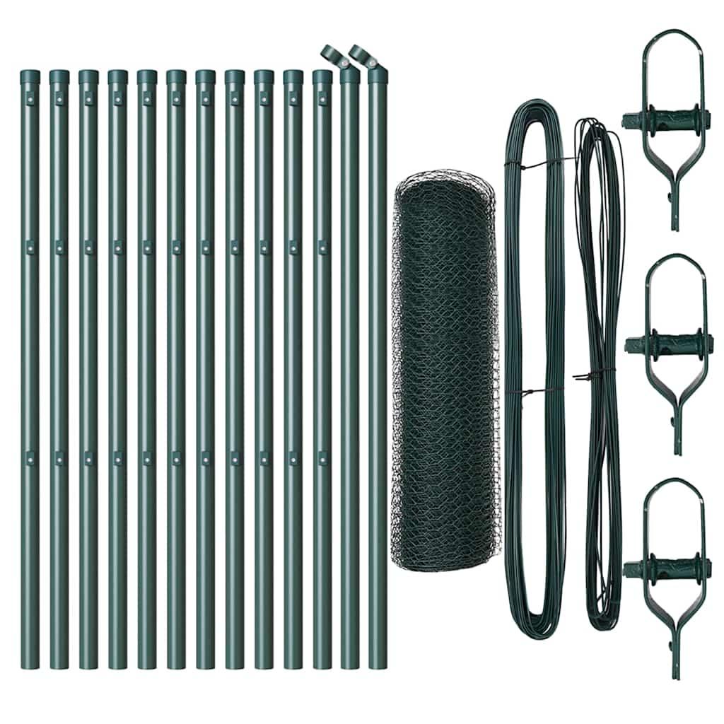 Vidaxl afrasteringspaal groen 25 x 0,4 m (13 mm gaas) staal en pvc