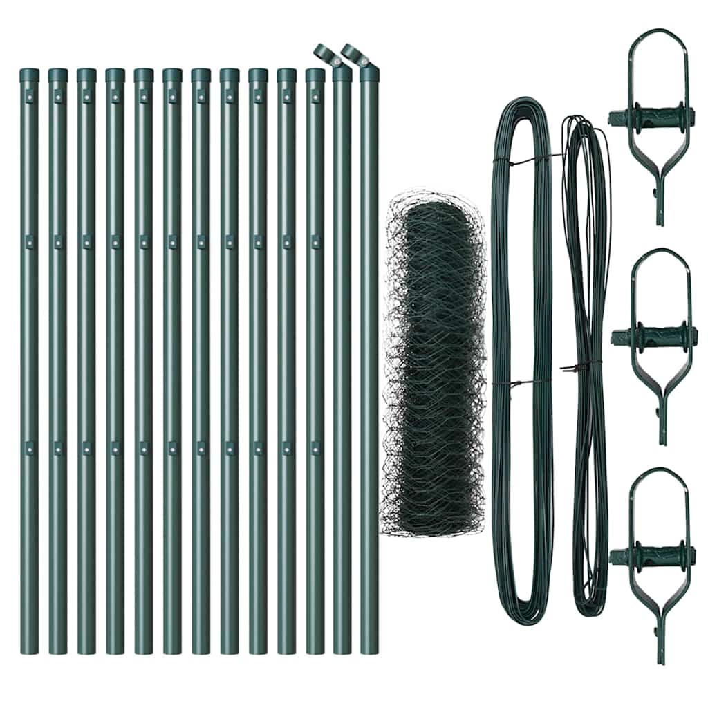 Vidaxl afrasteringspaal groen 25 x 0,4 m (36 mm gaas) staal en pvc