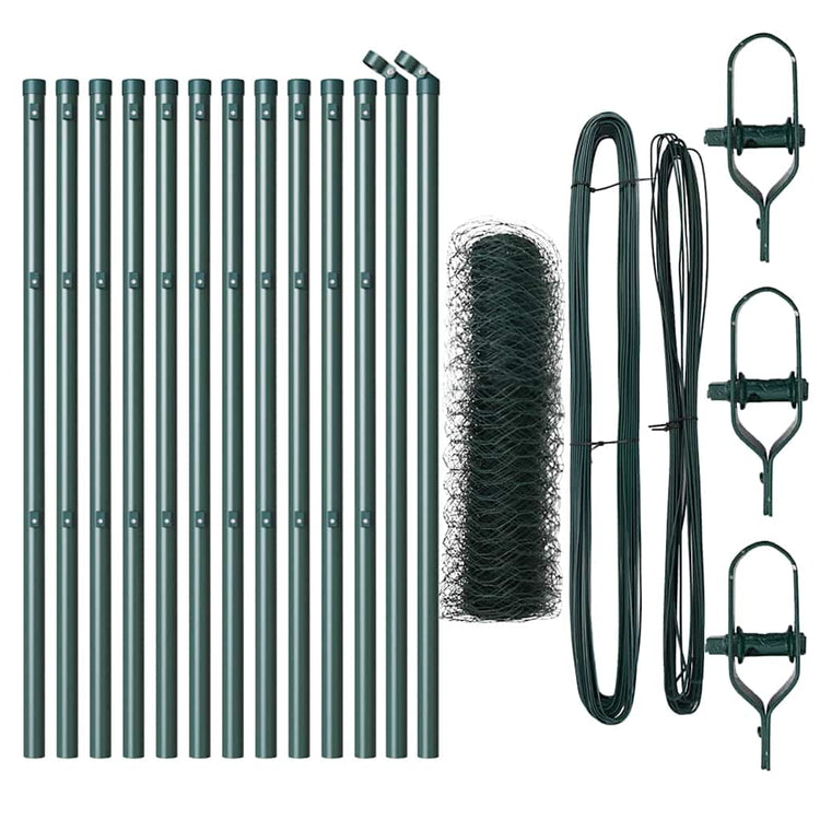 Vidaxl zeshoekig gaashek met grondbevestiging 25 x 0,4 m groen mesh