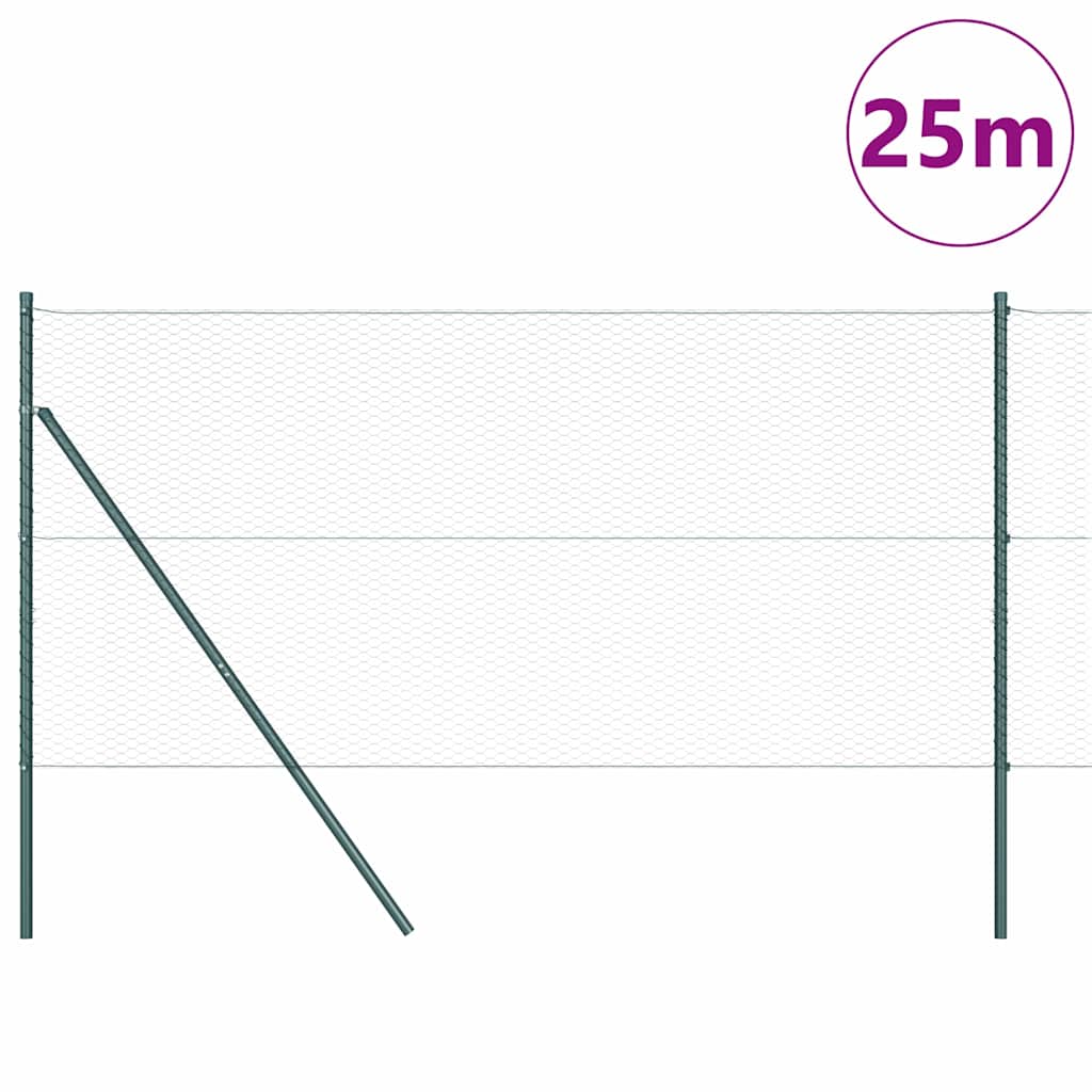 Vidaxl afrasteringspaal groen 25 x 1,2 m (25 mm gaas) staal