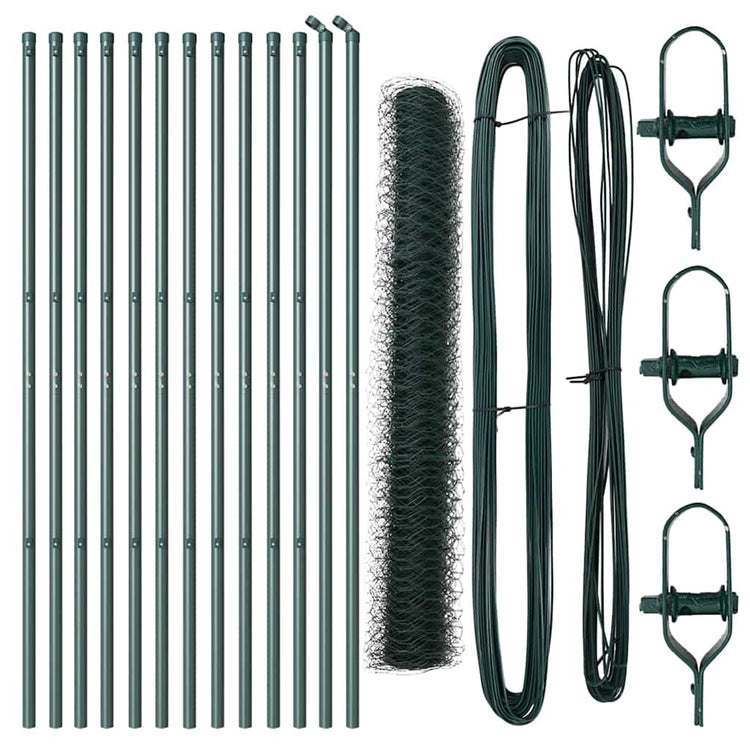 Vidaxl zeshoekig gaashek met grondbevestiging 25 x 1,4 m groen mesh