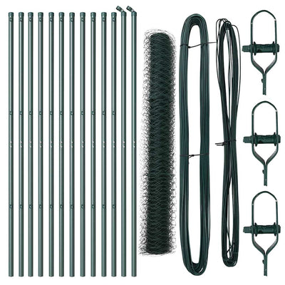 Vidaxl afrasteringspaal groen 25 x 1,4 m (50 mm gaas) staal en pvc