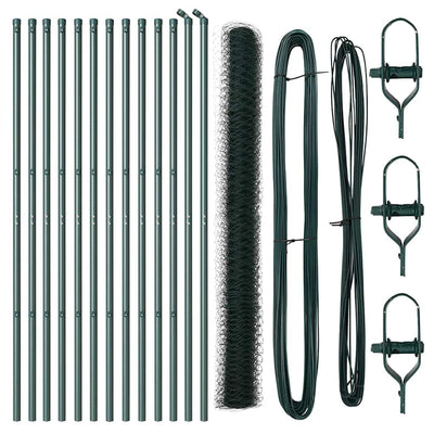 Vidaxl afrasteringspaal groen 25 x 1,6 m (50 mm gaas) staal en pvc