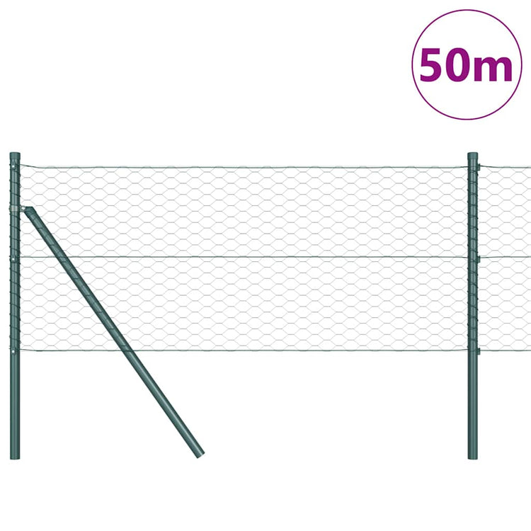 Vidaxl zeshoekig gaashek met grondbevestiging 50 x 0,6 m groen mesh