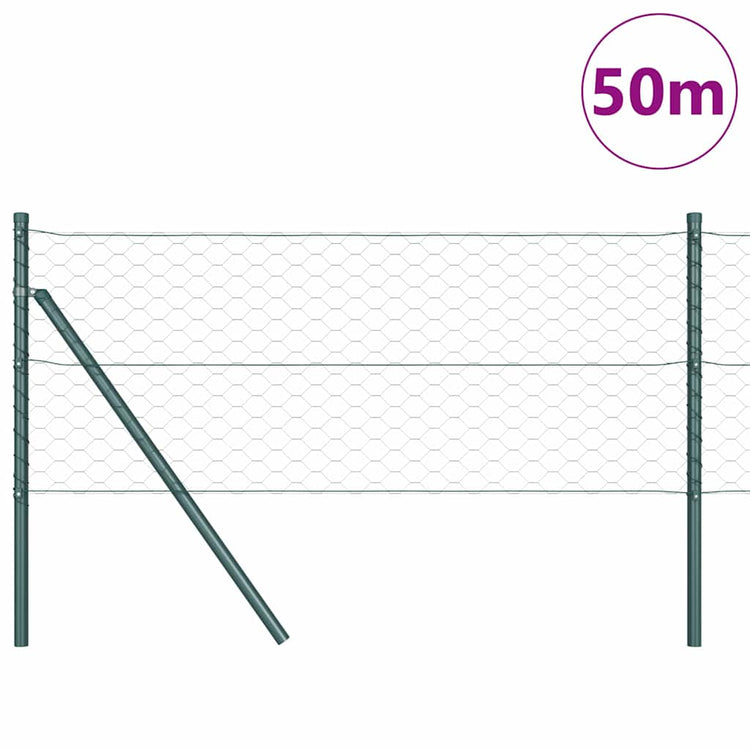 Vidaxl zeshoekig gaashek met grondbevestiging 50 x 0,6 m groen mesh