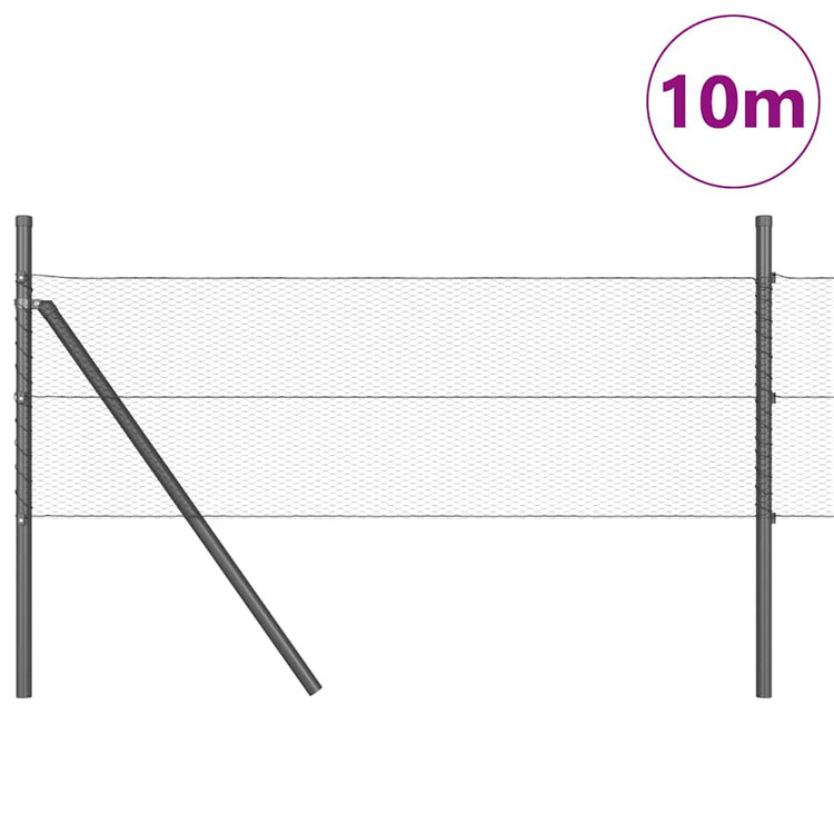 Vidaxl zeshoekig gaashek met grondbevestiging 10 x 0,5 m grijs mesh