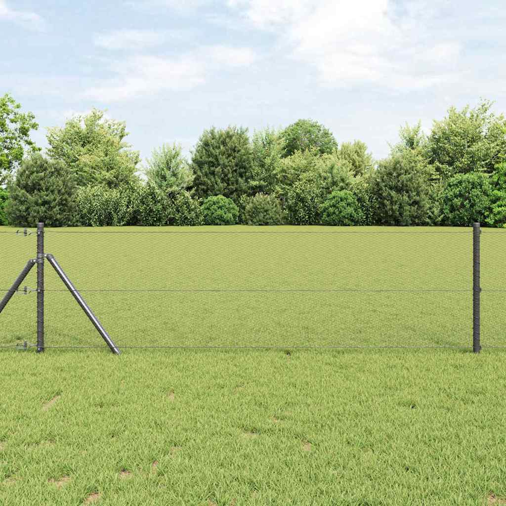 Vidaxl zeshoekig gaashek met grondbevestiging 10 x 0,6 m grijs mesh