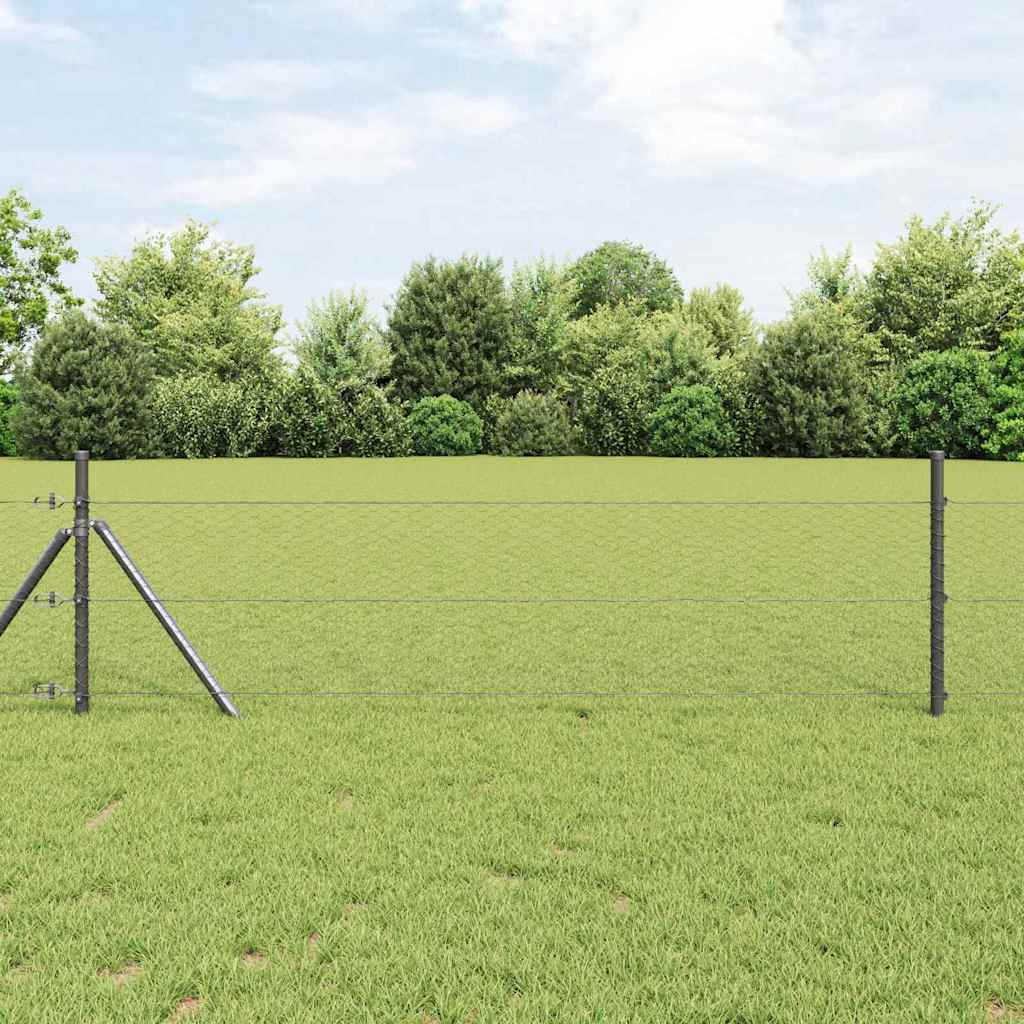 Vidaxl zeshoekig gaashek met grondbevestiging 10 x 0,8 m grijs mesh
