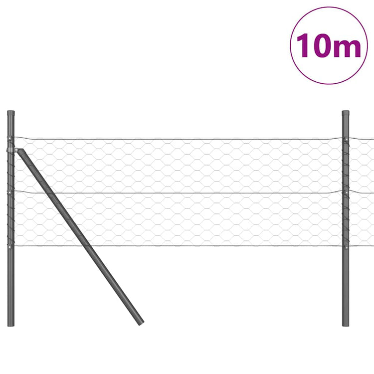 Vidaxl zeshoekig gaashek met grondbevestiging 10 x 0,8 m grijs mesh