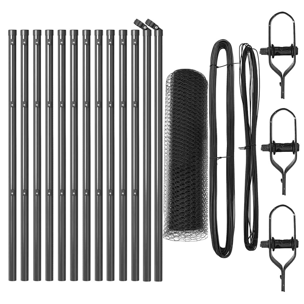 Vidaxl afrasteringspaal grijs 25 x 0,5 m (25 mm gaas) staal