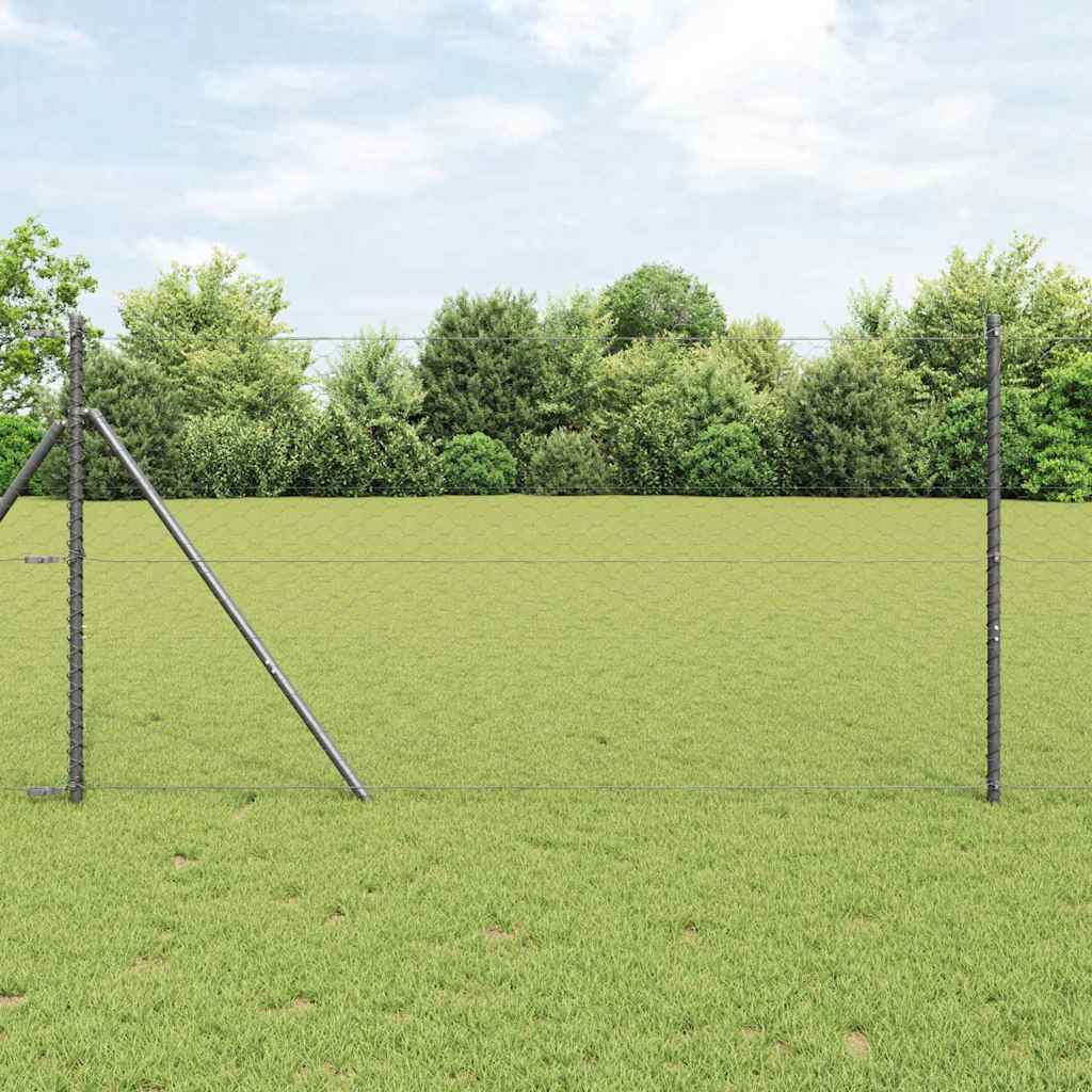 Vidaxl zeshoekig gaashek met grondbevestiging 25 x 1,4 m grijs mesh