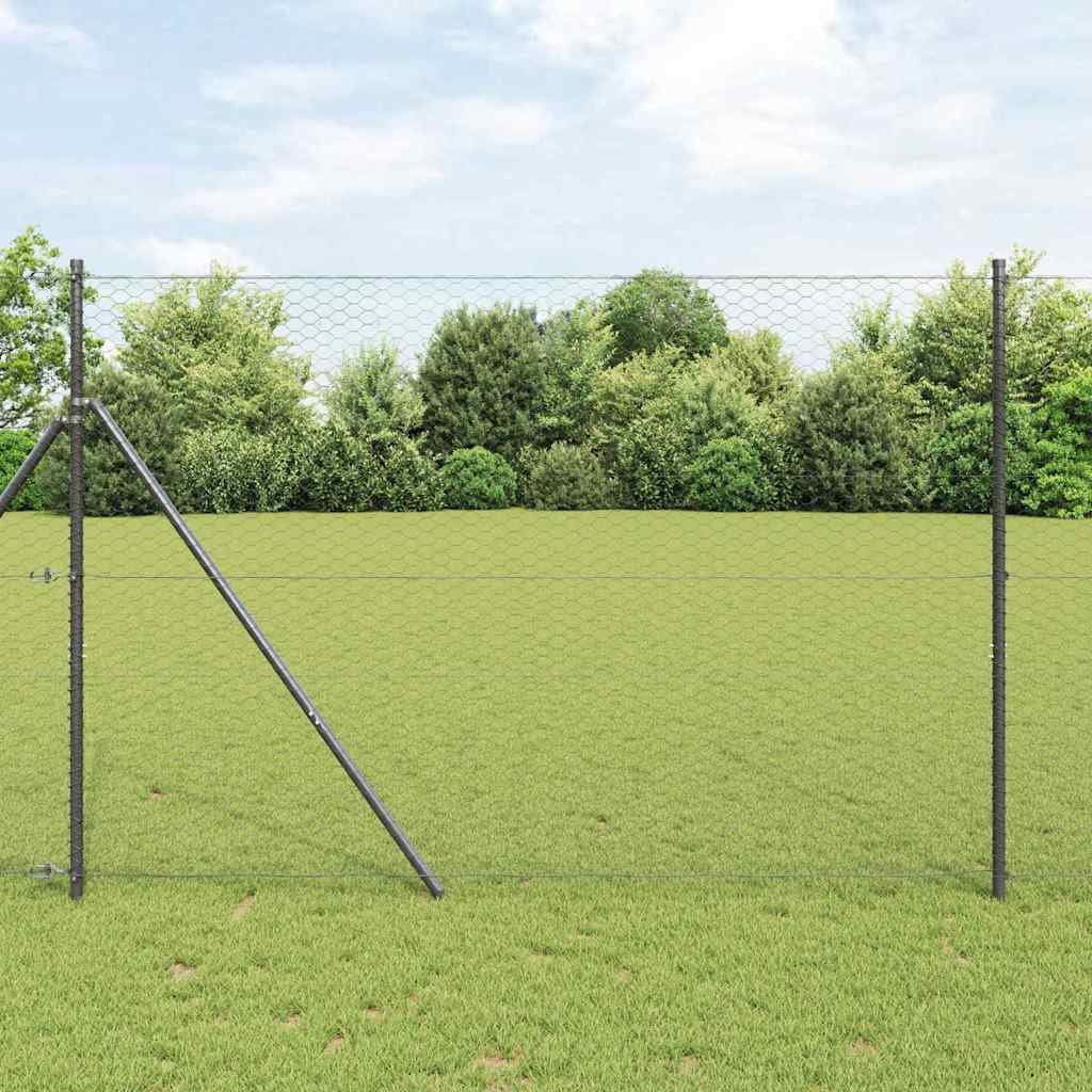 Vidaxl afrasteringspaal grijs 25 x 1,5 m (36 mm gaas) staal