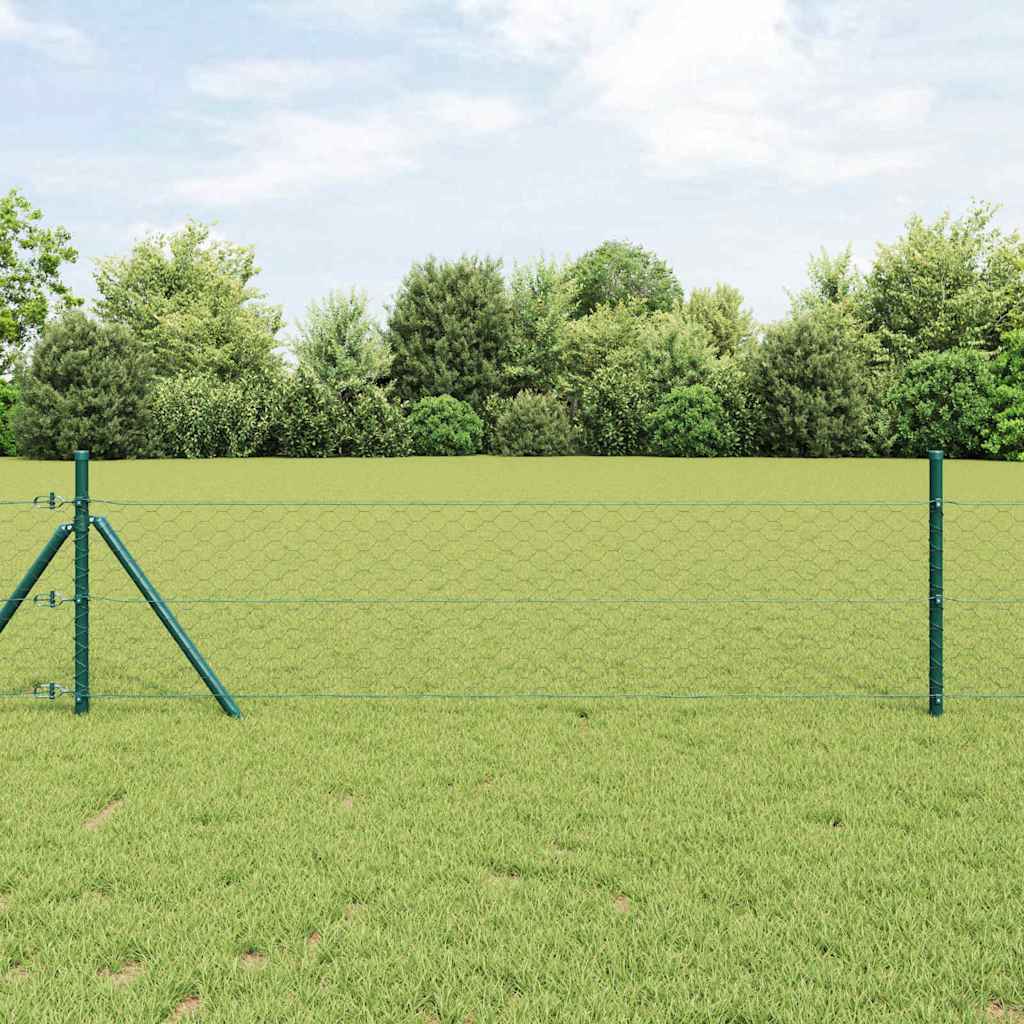 Vidaxl zeshoekig gaashek met grondbevestiging 50 x 0,5 m grijs mesh