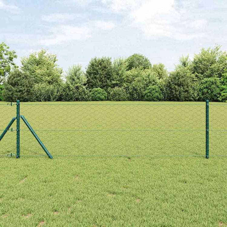 Vidaxl zeshoekig gaashek met grondbevestiging 50 x 0,6 m grijs mesh