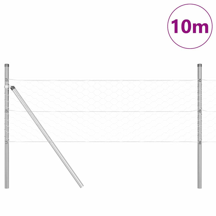 Vidaxl zeshoekig gaashek met grondbevestiging 10 x 0,4 m zilver mesh