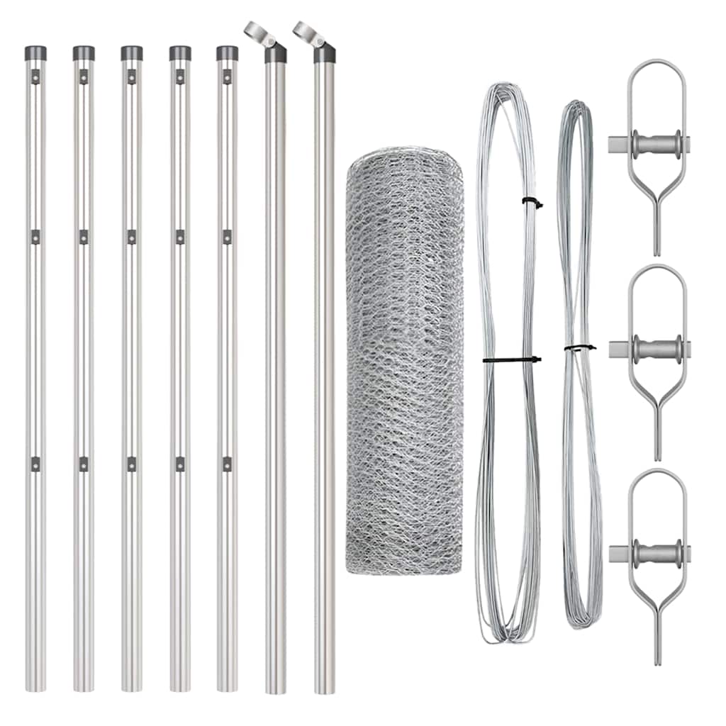 Vidaxl afrasteringspaal zilver 10 x 0,5 m (13 mm gaas) staal