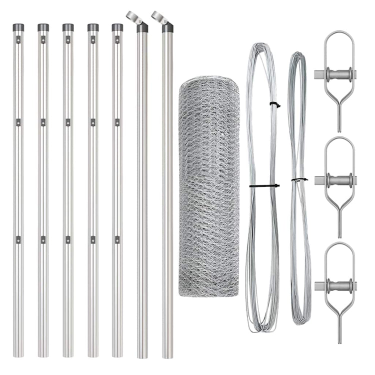 Vidaxl zeshoekig gaashek met grondbevestiging 10 x 0,5 m zilver mesh