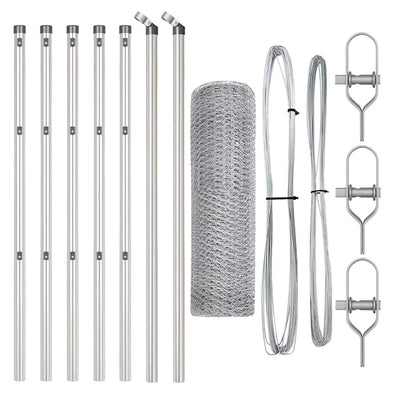 Vidaxl afrasteringspaal zilver 10 x 0,5 m (25 mm gaas) staal