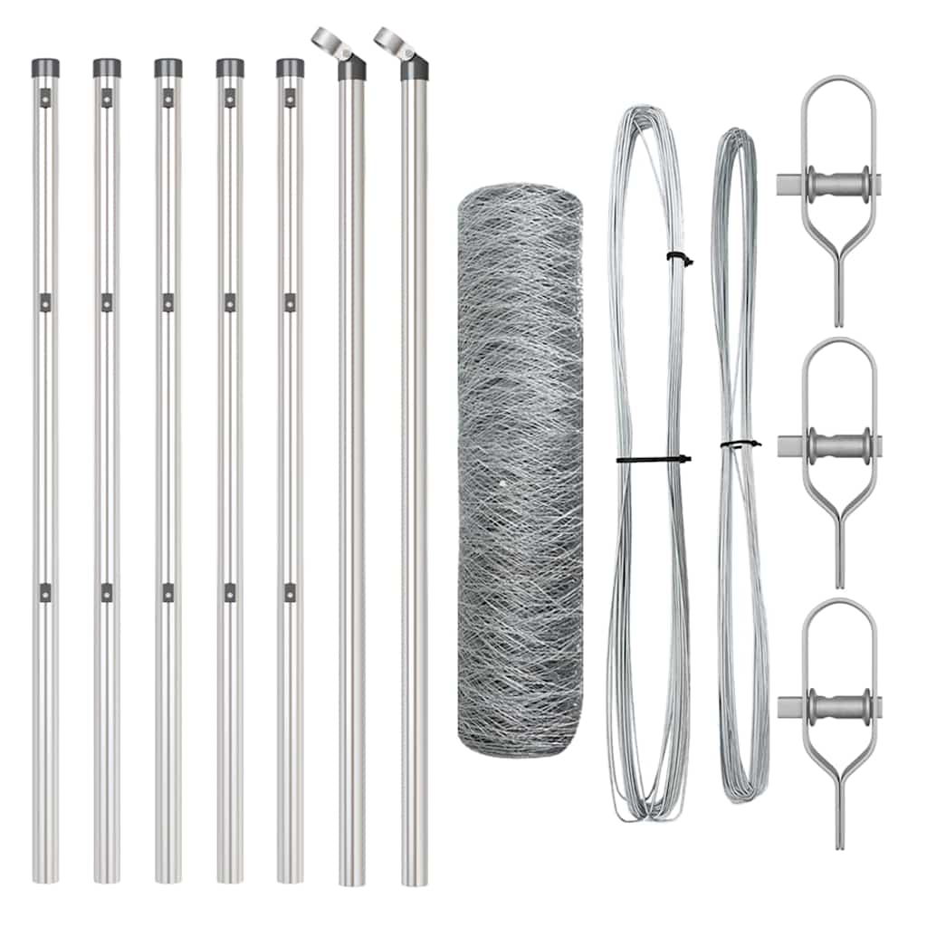 Vidaxl afrasteringspaal zilver 10 x 0,5 m (50 mm gaas) staal