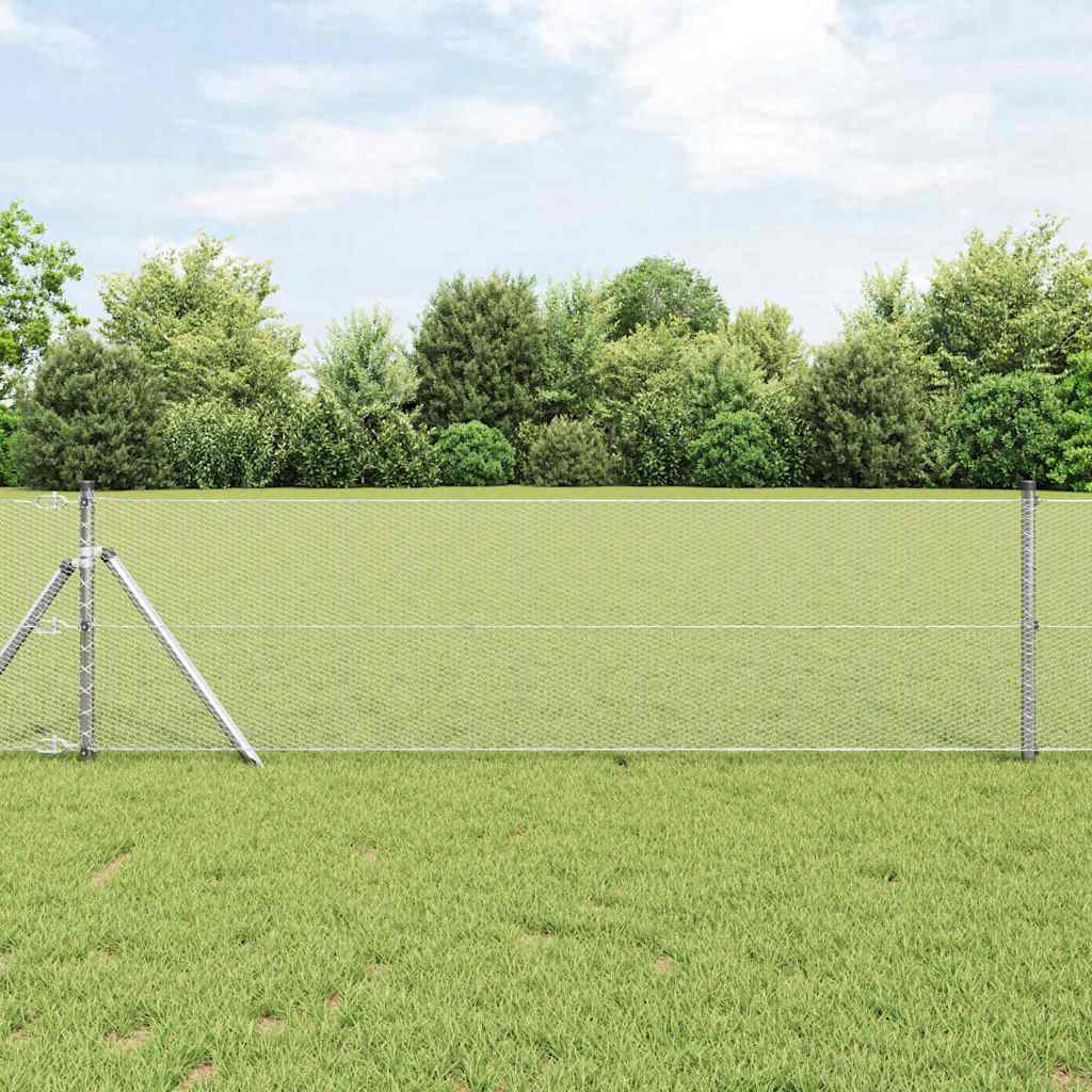 Vidaxl zeshoekig gaashek met grondbevestiging 10 x 0,6 m zilver mesh