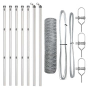 Vidaxl zeshoekig gaashek met grondbevestiging 10 x 0,6 m zilver mesh - afbeelding 2