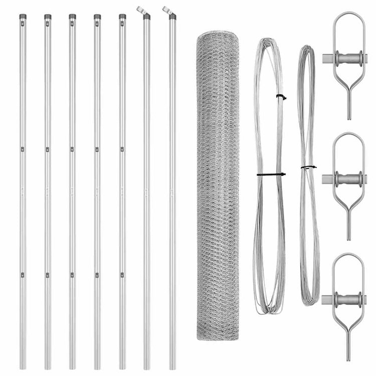 Vidaxl zeshoekig gaashek met grondbevestiging 10 x 1 m zilver mesh