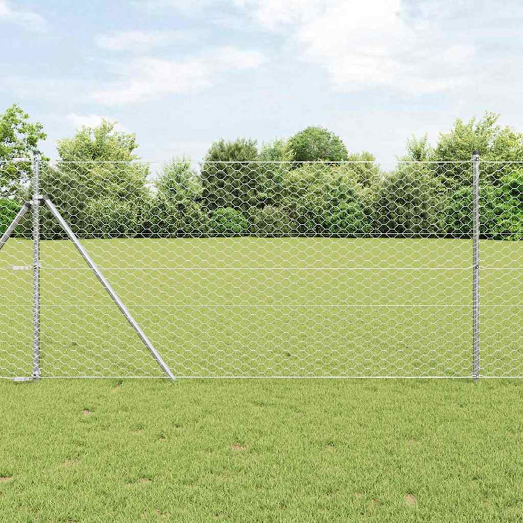 Vidaxl zeshoekig gaashek met grondbevestiging 10 x 1 m zilver mesh