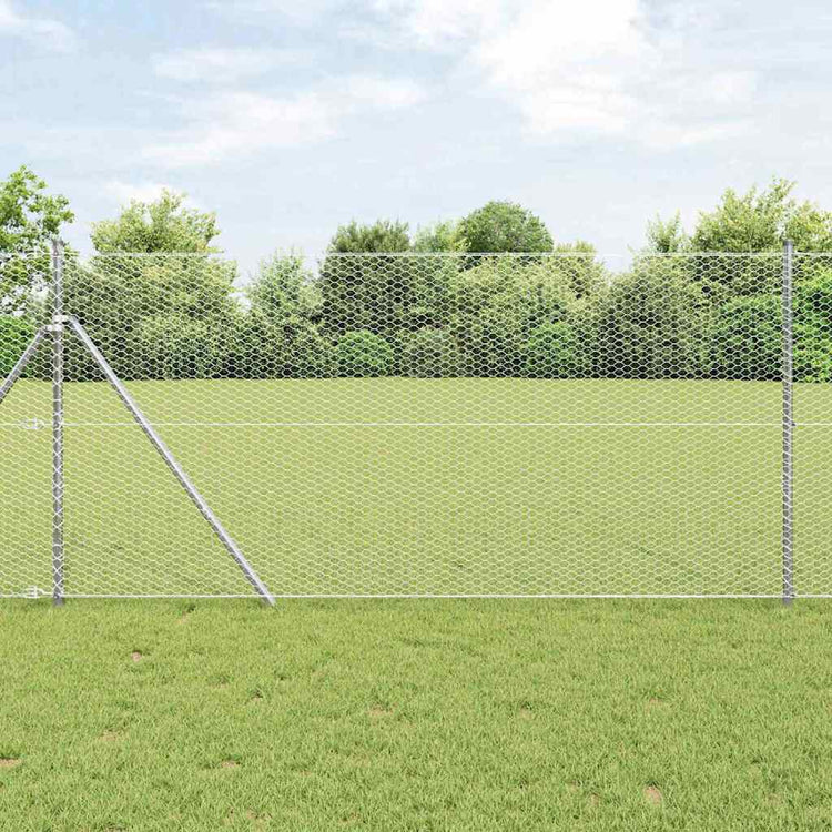 Vidaxl zeshoekig gaashek met grondbevestiging 10 x 1,2 m zilver mesh
