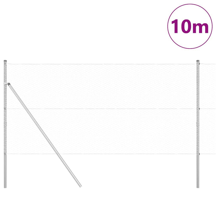 Vidaxl zeshoekig gaashek met grondbevestiging 10 x 1,2 m zilver mesh