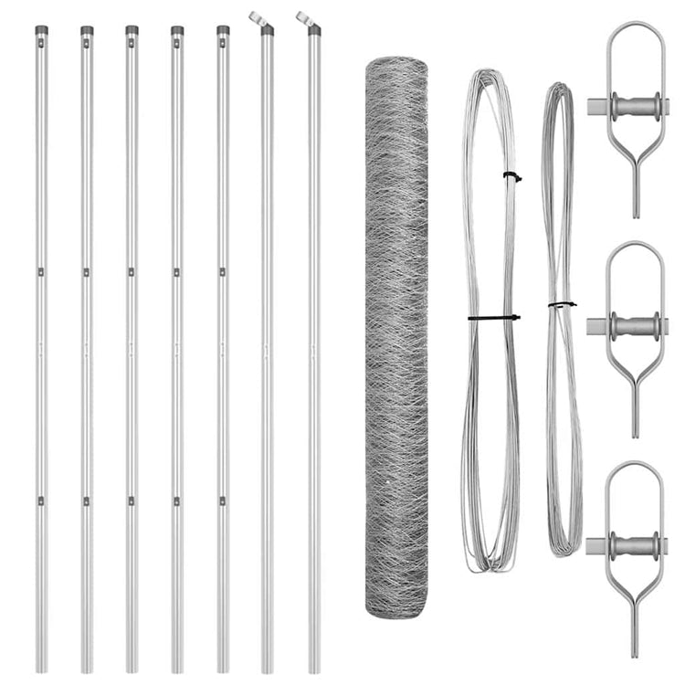Vidaxl zeshoekig gaashek met grondbevestiging 10 x 1,2 m zilver mesh