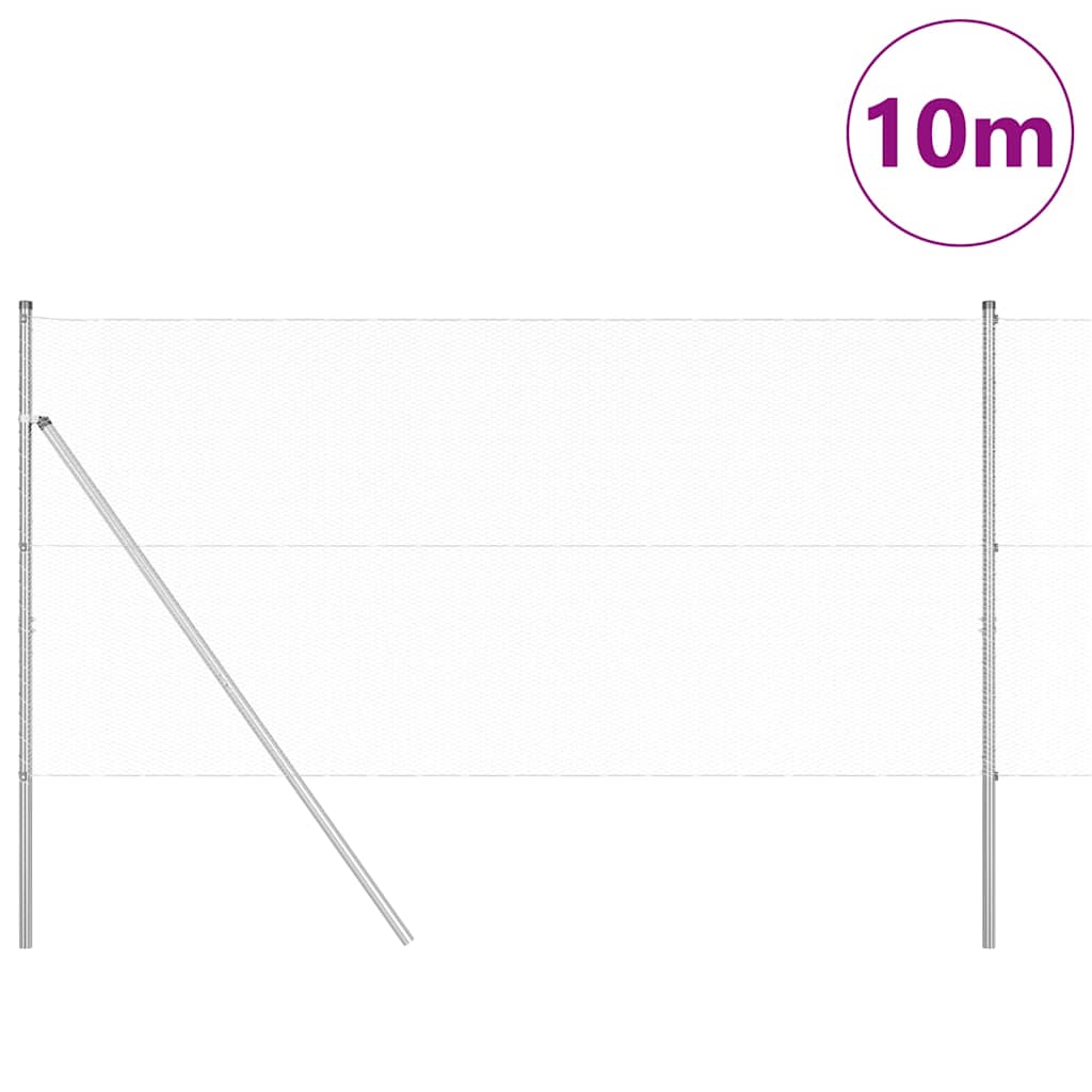 Vidaxl afrasteringspaal zilver 10 x 1,4 m (13 mm gaas) staal
