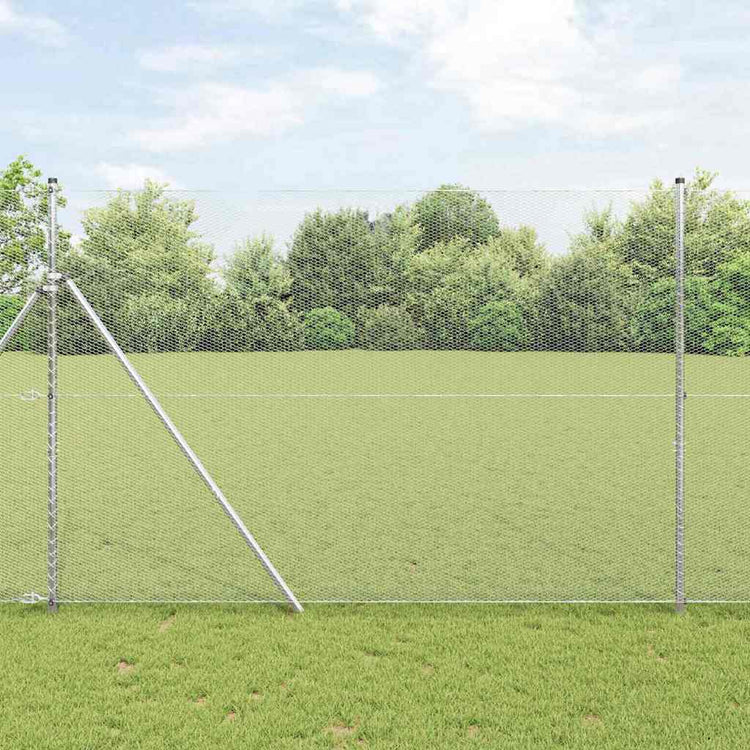 Vidaxl zeshoekig gaashek met grondbevestiging 10 x 1,5 m zilver mesh