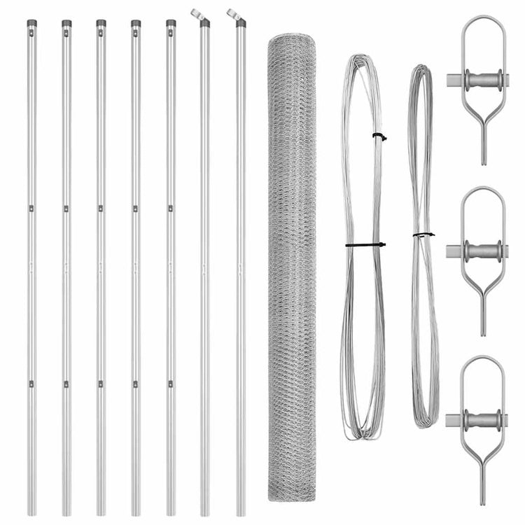 Vidaxl zeshoekig gaashek met grondbevestiging 10 x 1,6 m zilver mesh