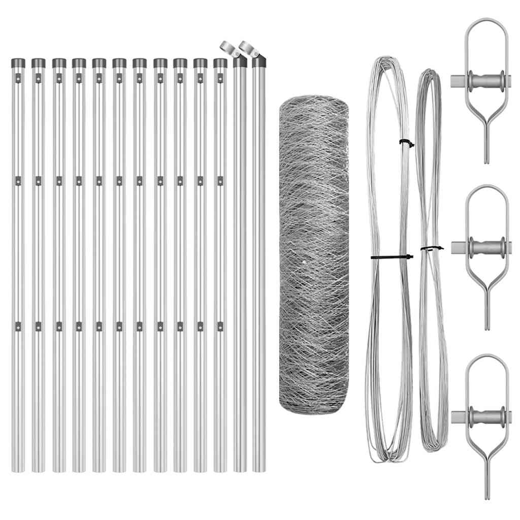 Vidaxl afrasteringspaal zilver 25 x 0,5 m (36 mm gaas) staal