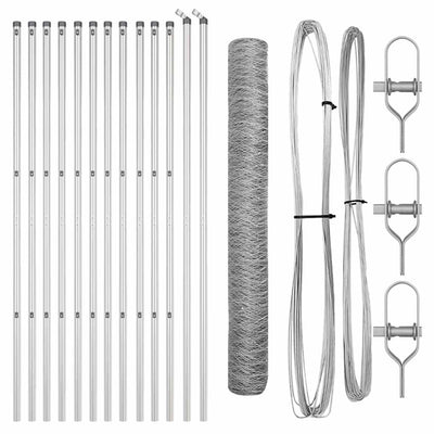 Vidaxl zeshoekig gaashek met grondbevestiging 25 x 1 m zilver mesh