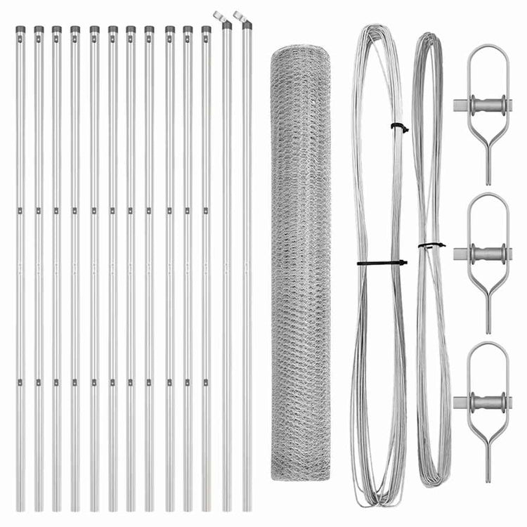 Vidaxl zeshoekig gaashek met grondbevestiging 25 x 1,2 m zilver mesh