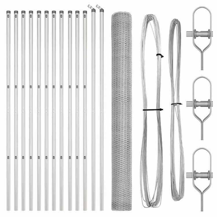 Vidaxl zeshoekig gaashek met grondbevestiging 25 x 1,5 m zilver mesh