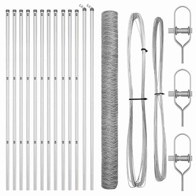 Vidaxl afrasteringspaal zilver 25 x 1,5 m (36 mm gaas) staal