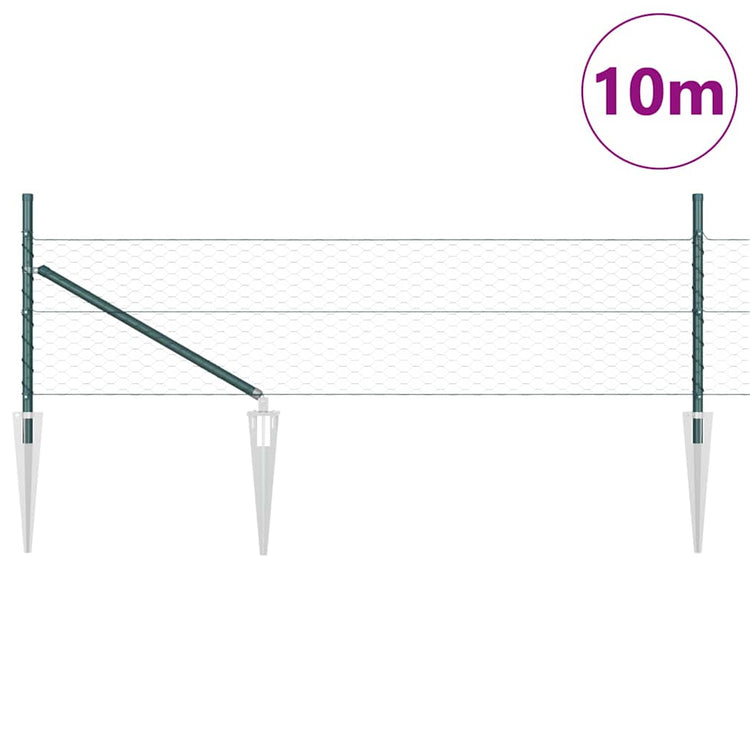 Vidaxl zeshoekig gaasgek met palen 10 x 0,5 m pvc-coated staal groen