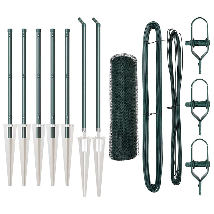 Vidaxl zeshoekig gaasgek met palen 10 x 0,6 m pvc-coated staal groen
