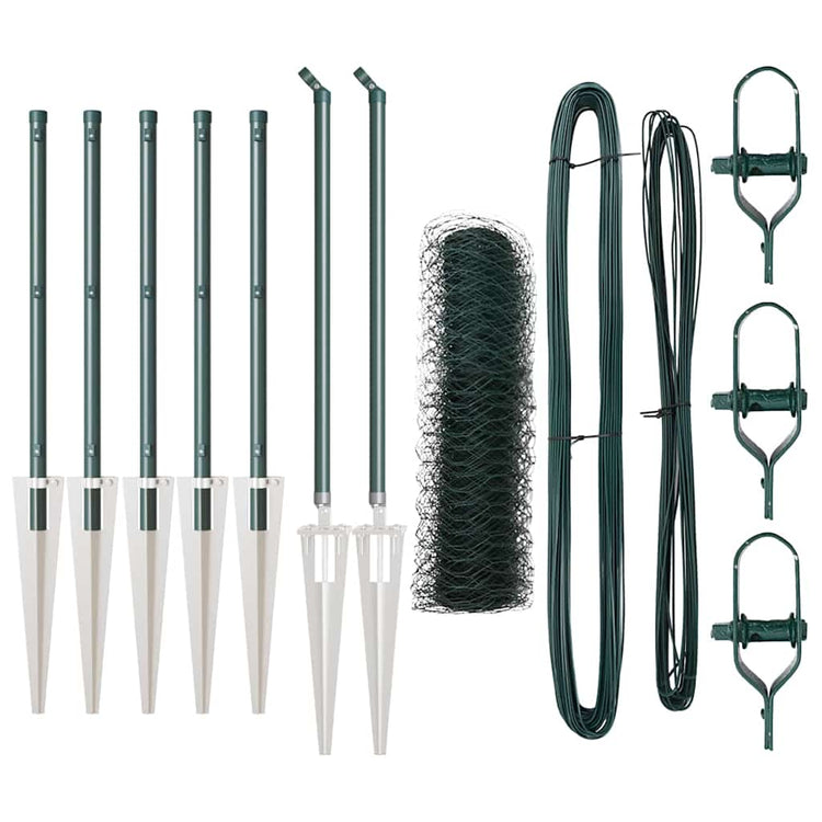 Vidaxl zeshoekig gaasgek met palen 10 x 0,6 m pvc-coated staal groen