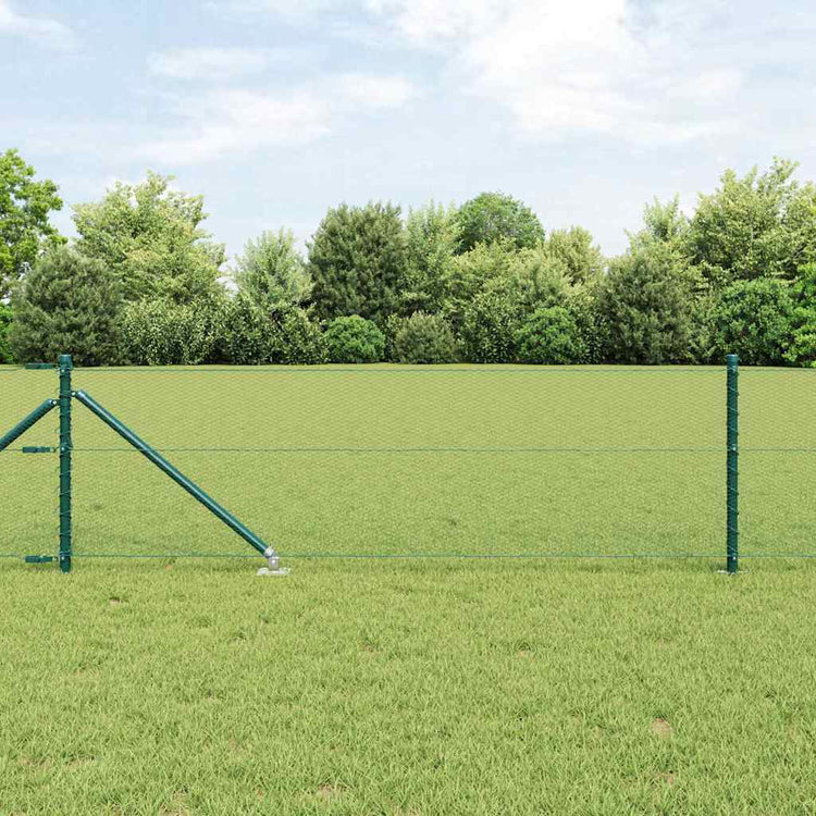 Vidaxl zeshoekig gaasgek met palen 10 x 0,8 m pvc-coated staal groen