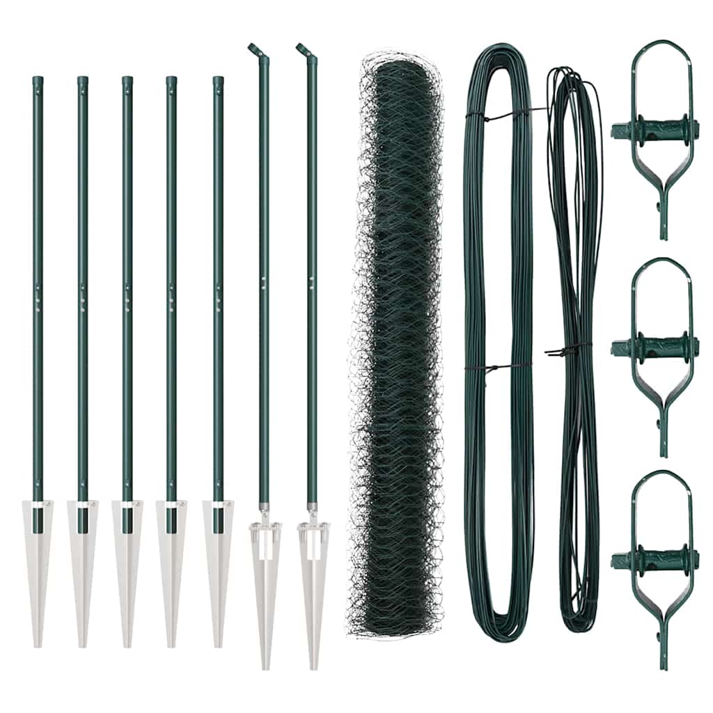 Vidaxl afrasteringspaal groen 10 x 1,2 m (50 mm gaas) staal en pvc