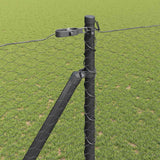 Vidaxl zeshoekig gaasgek met palen 10 x 1,5 m pvc-coated staal grijs - afbeelding 3