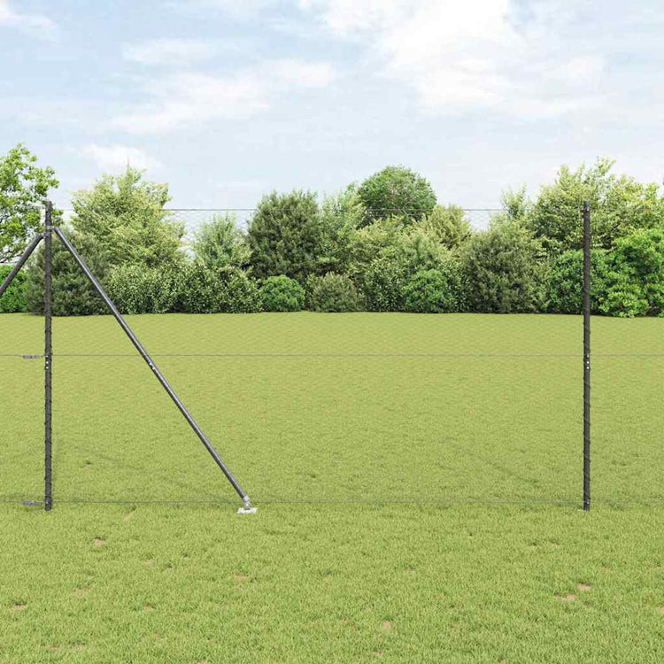 Vidaxl zeshoekig gaasgek met palen 10 x 1,5 m pvc-coated staal grijs
