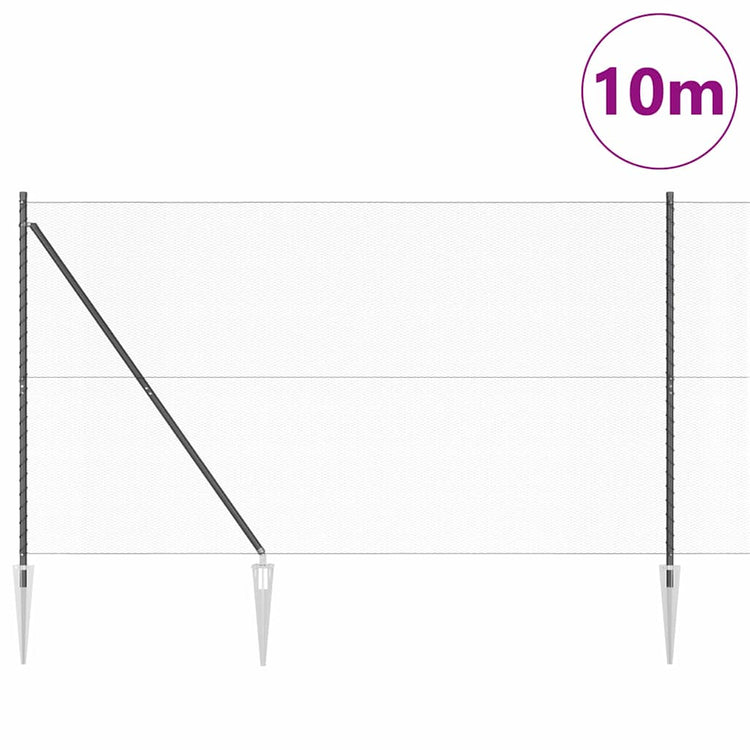 Vidaxl zeshoekig gaasgek met palen 10 x 1,6 m pvc-coated staal grijs