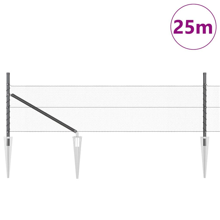 Vidaxl zeshoekig gaasgek met palen 25 x 0,5 m pvc-coated staal grijs