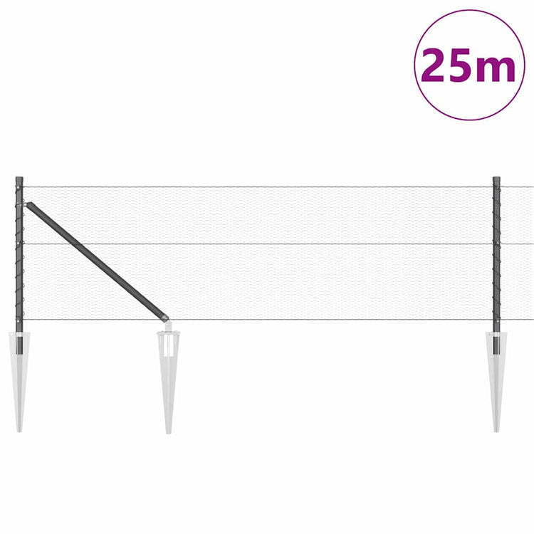 Vidaxl zeshoekig gaasgek met palen 25 x 0,6 m pvc-coated staal grijs